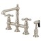 Kingston Brass KS7278AXBS English Country 8" Bridge Kitchen Faucet W/ Sprayer, Nickel KS7278AXBS - alternate 1